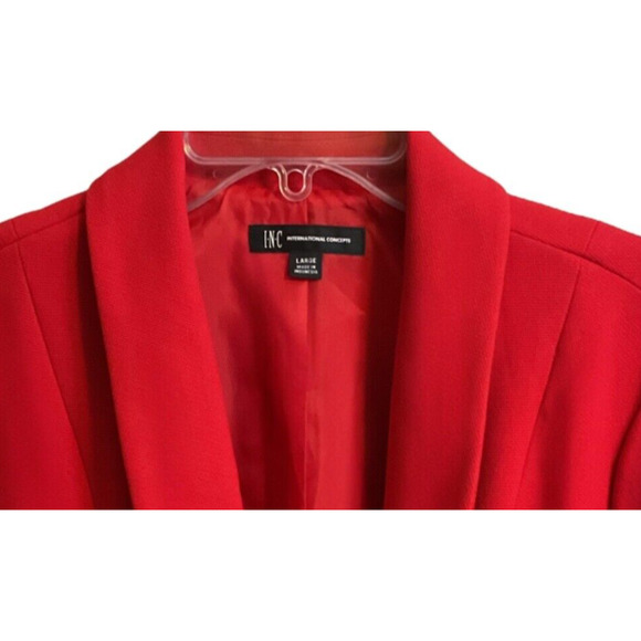 INC International Concepts Blazer Womens Size L Red Jacket Gold Double-Breasted - Picture 4 of 12
